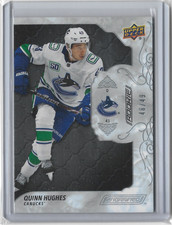 2019-20 UD ENGRAINED EBONY ROOKIE PARALLEL/49 QUINN HUGHES #86 VANCOUVER CANUCKS