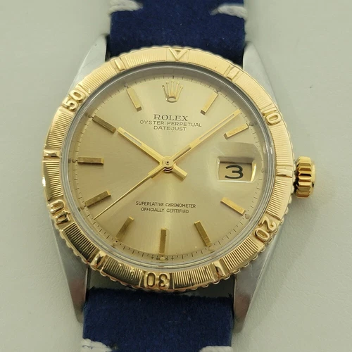 Mens Rolex Oyster Datejust 1625 Thunderbird 18k SS 36mm Automatic 1960s RA459B