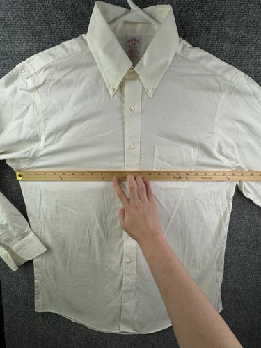 Brooks Brothers Men Non Iron Button Up Shirt Long Sleeve Ivory Madison 16 33 - Picture 5 of 15