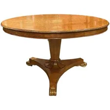 English Regency Birdseye Maple Tilt Top Center Table with Gilt Accents