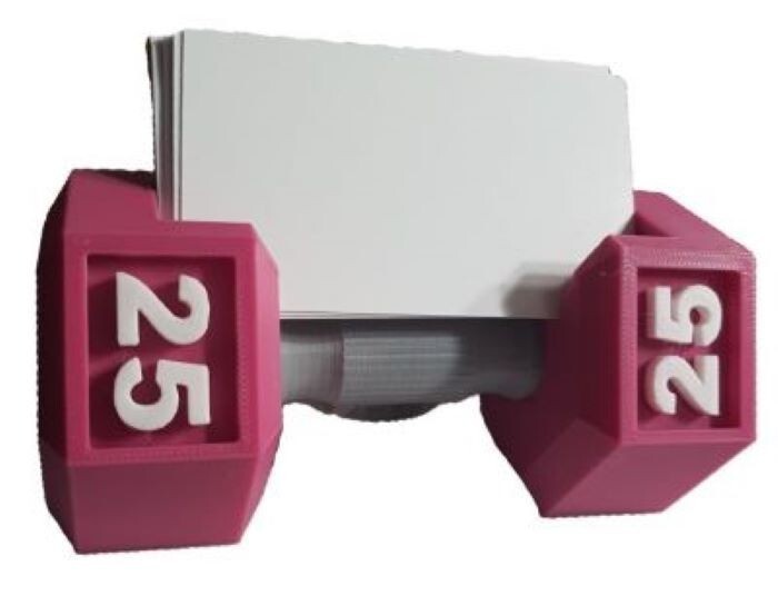 Pink Dumbbell Business 25 Card Holder Personal Fitness Weights Gym - Holds 25
