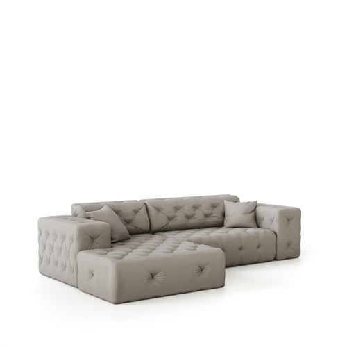 Ecksofa Designersofa CHANTAL in Stoff Opera Velvet Pink Ottomane Links - Bild 6 von 6