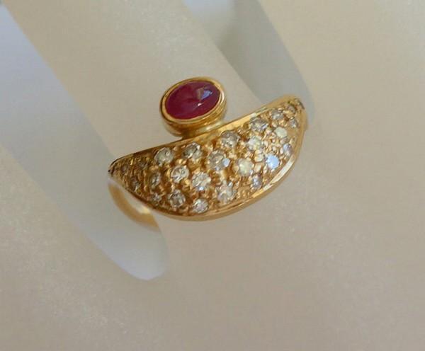 *Brilliant ring ring with ruby brilliant 0.55 ct … - image 1