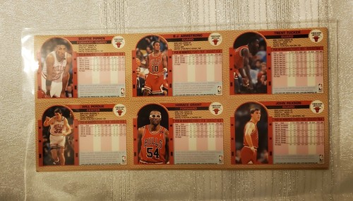 Chicago Bulls 1 Sheet uncut of 12 NBA Fleer 92 Cards Back to Back Used Near mint - Picture 3 of 3