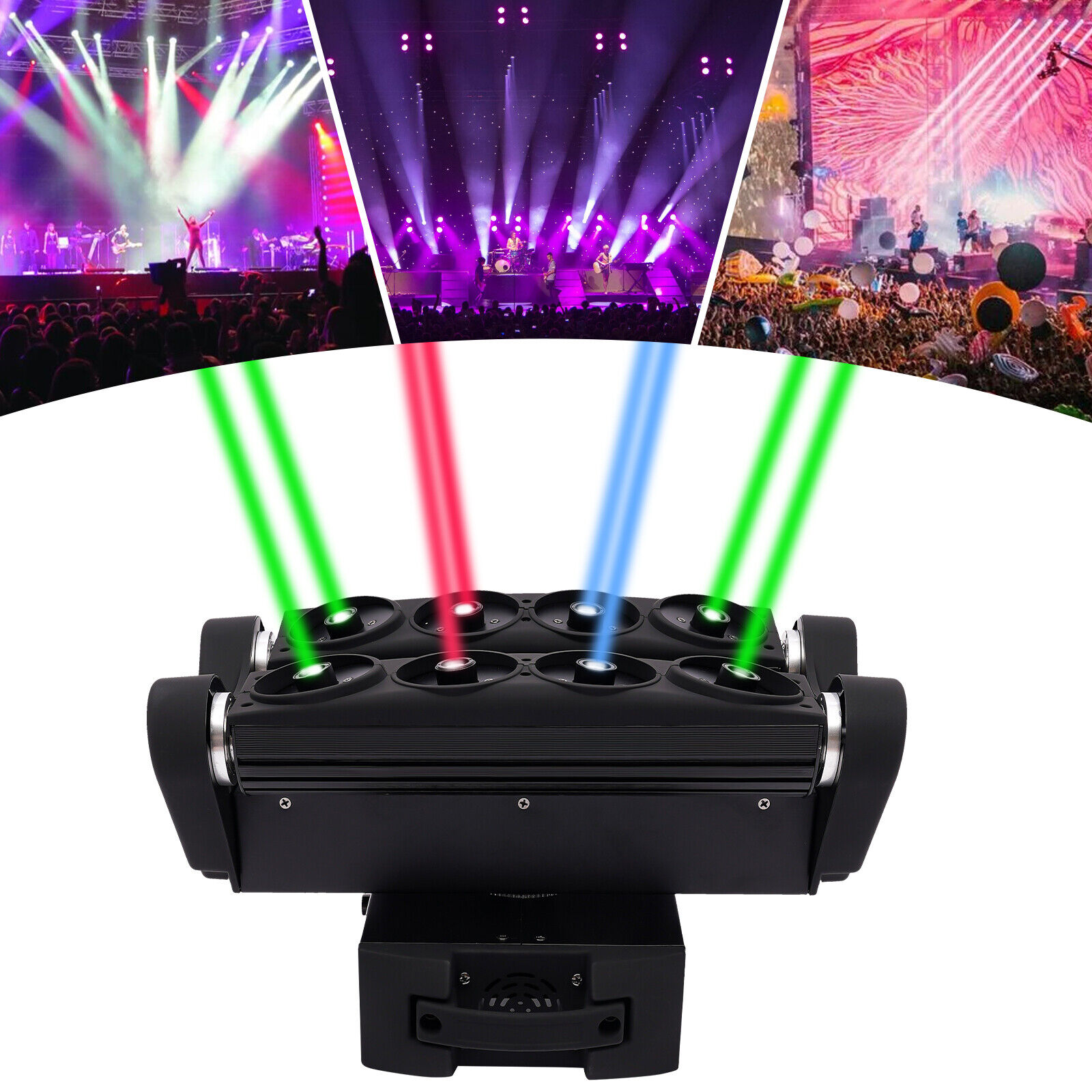 LED Spider Beam Laser Moving Head Light DMX-512 RGB DJ Lighting Stages 8-Eyes 