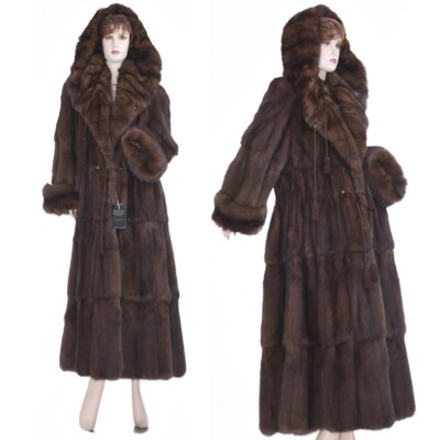 LKNW! XL! Superlative ZUKI Russian Sable Fur Pleated Tiered Swing Coat 