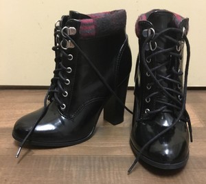 boots with plaid cuff