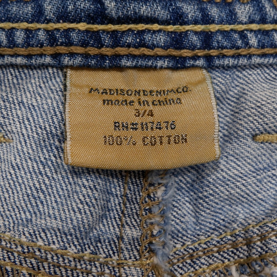 Madison Cropped Jeans Size 3/4 Juniors Distressed Blue Cotton Denim 29