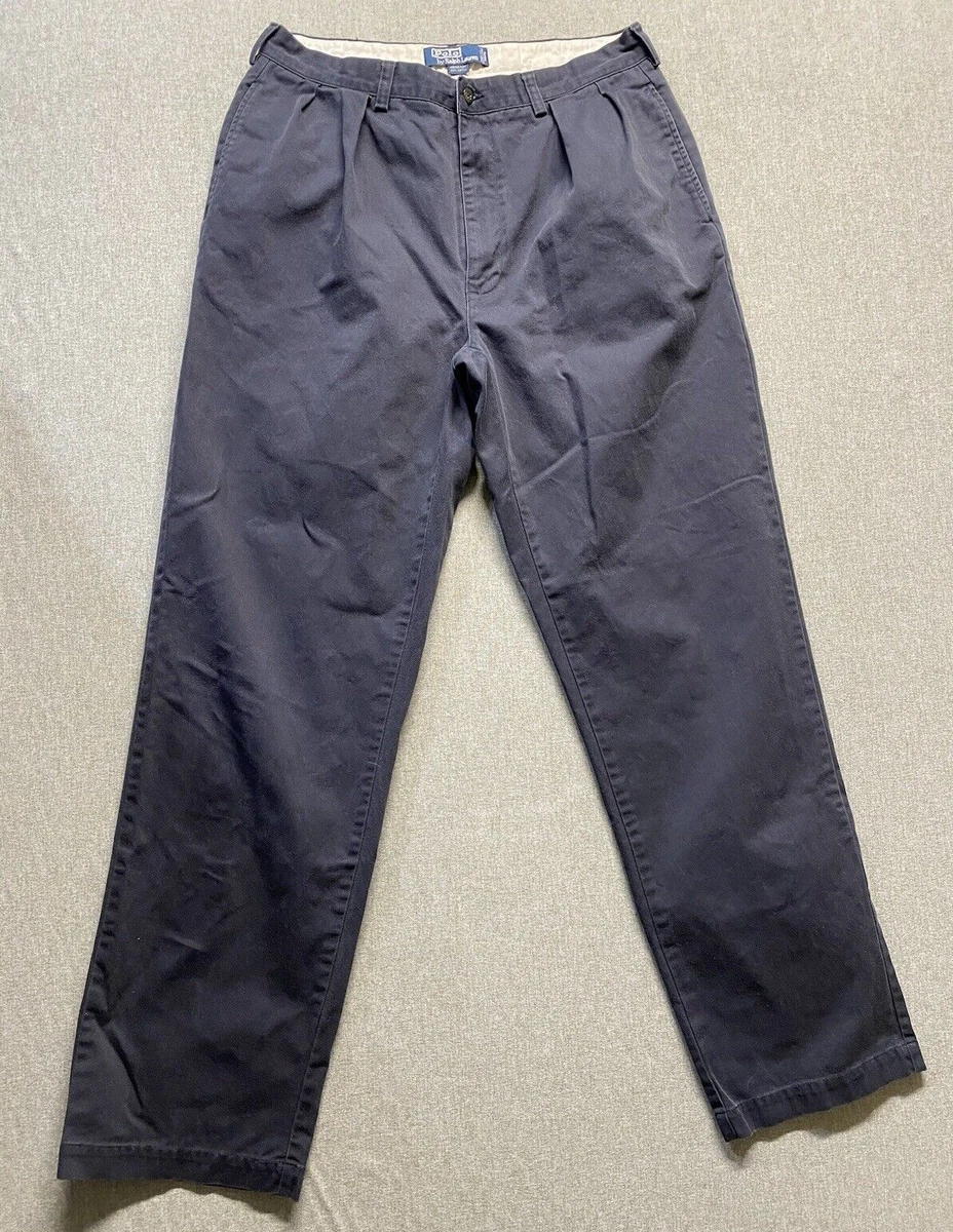 Polo Ralph Lauren Chino Big Andrew Pants Men's Size 36x34 Navy Pleated Polo Ralph Lauren Chino Big Andrew Pants Men's Size 36x34 Navy Pleated