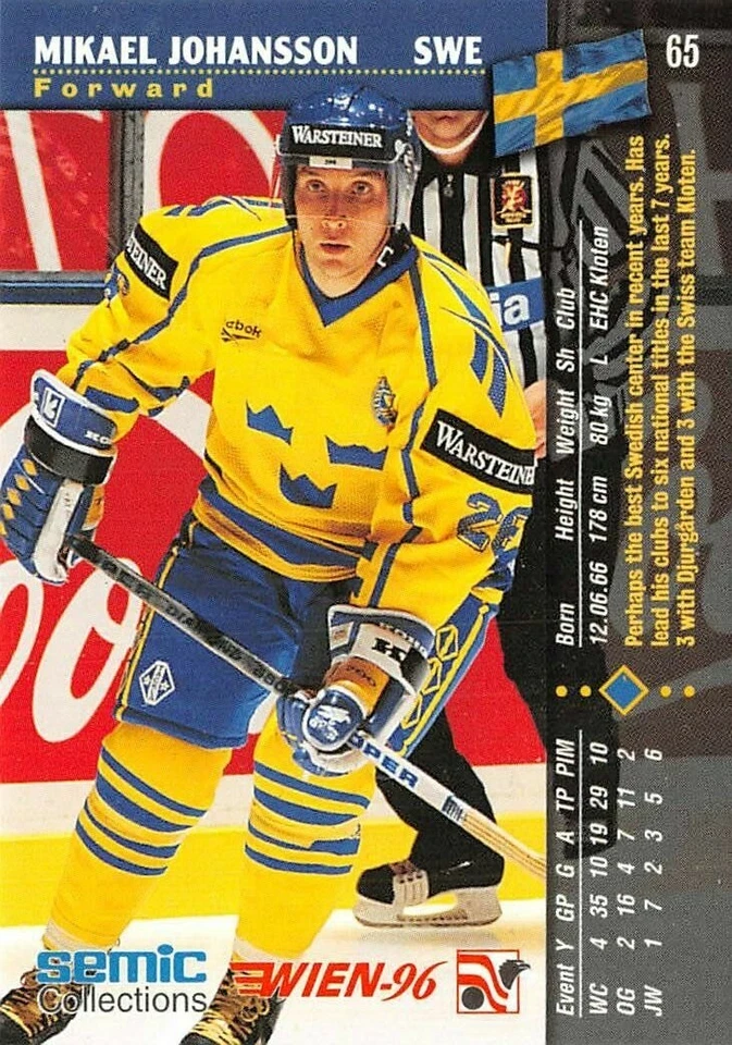 1996 Swedish Semic Wien #65 Mikael Johansson - Image 2 of 2