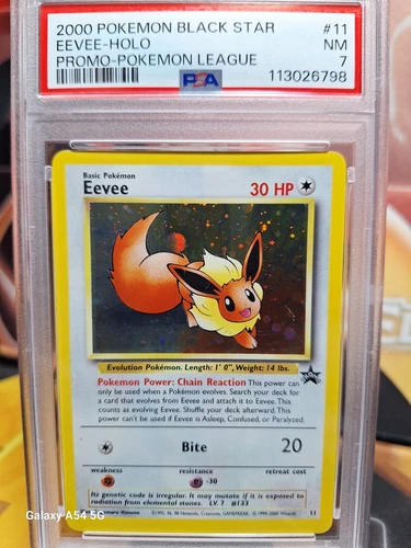 Pokemon Eevee Holo Foil 2000 Black Star Promo Pokemon League #11 PSA 7