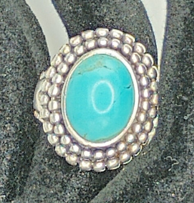 BARSE oval Turquoise 925 Sterling Silver Ring sz 7