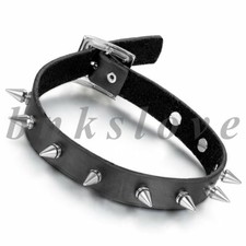 Mens Punk Gothic Black Leather Choker Spike Rivet Collar Necklace Halloween Gift