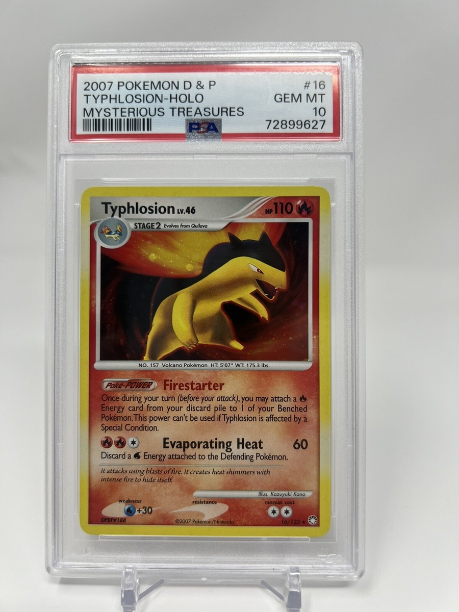 PSA 10 Pokemon Typhlosion HOLO #16 Mysterious Treasures Pop PSA 10 Pokemon Typhlosion HOLO #16 Mysterious Treasures Pop