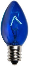 Box of 25 C7 Blue Triple Dipped Transparent Christmas Bulbs 5 Watt