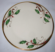 Lenox Holiday Nouveau Gold 8 1/4" Salad Plate Tartan Ribbon With OrgLabel Lot 2