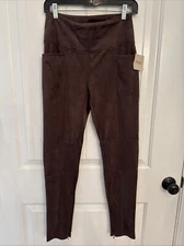 Ruby Ribbon Brown Velvet Leggings With Pockets Zipper Ankles Soft Nice Quality M