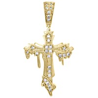"10K Gelbgold Diamant Milgrain Designer Kreuz AnhäNger 1,6\" Herren Charm 0,40 Ct"