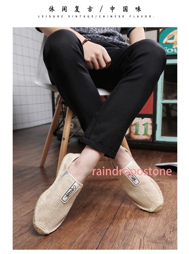 Herren Sommer Canvas Freizeit Leinen Halbschuh Flach Komfort Atmungsaktiv Slipper Schuhe - Bild 18 von 21
