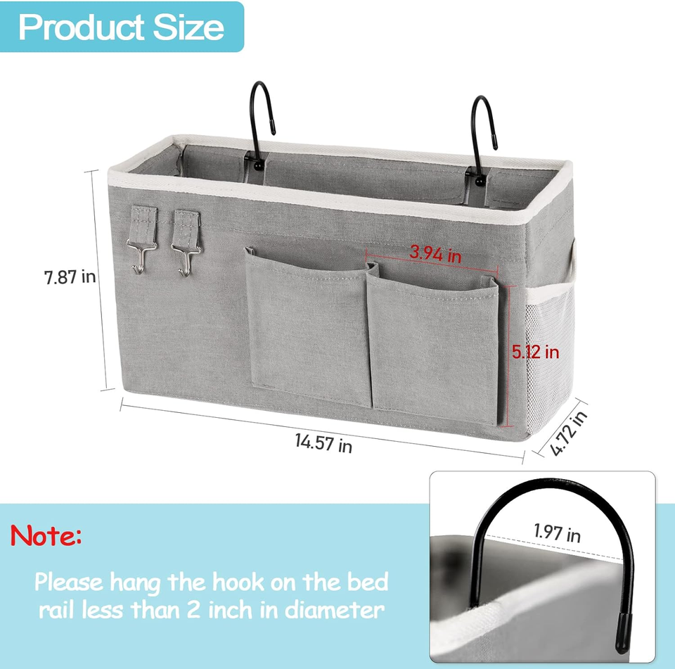 Bedside Caddy/Bedside Storage Bag Hanging Organizer for Bunk and