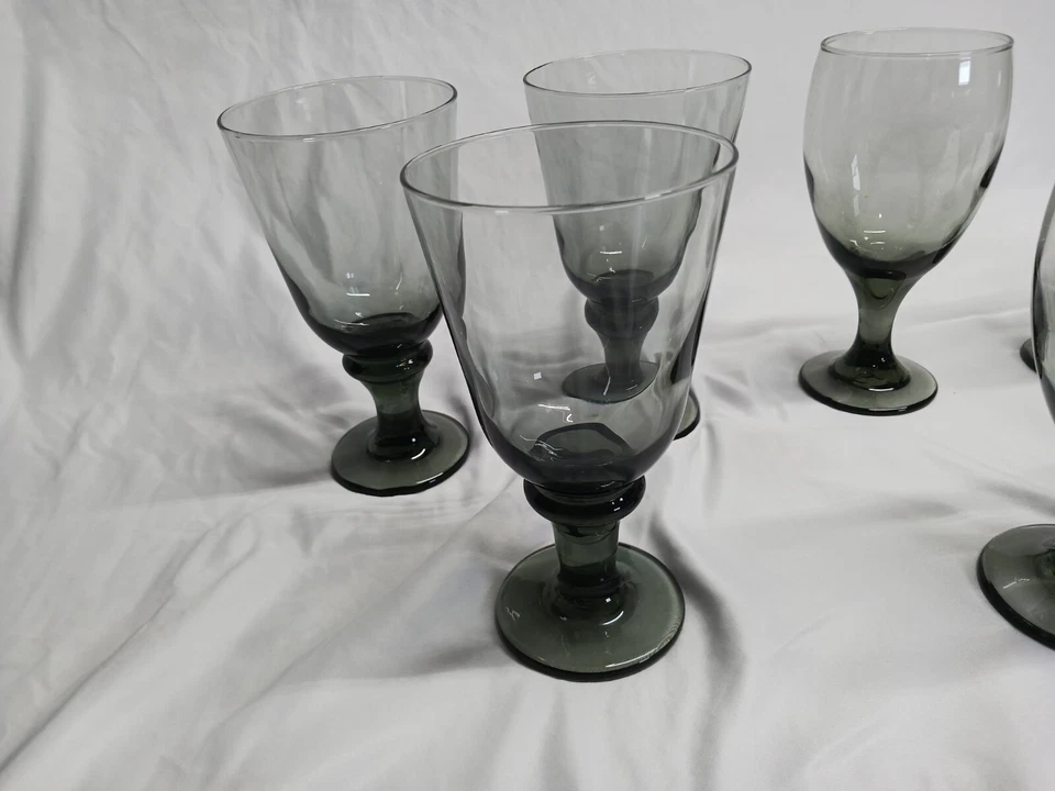 Libbey Vintage Copa Vidrio Gris Ahumado Taza Lote De 9 Foto 3 de 4