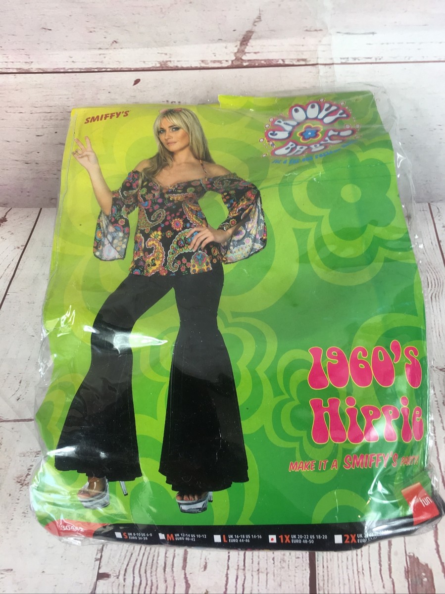 Smiffy’s Groovy Baby 1960’s Hippie Womans Halloween Costume 1X Bell Bottoms