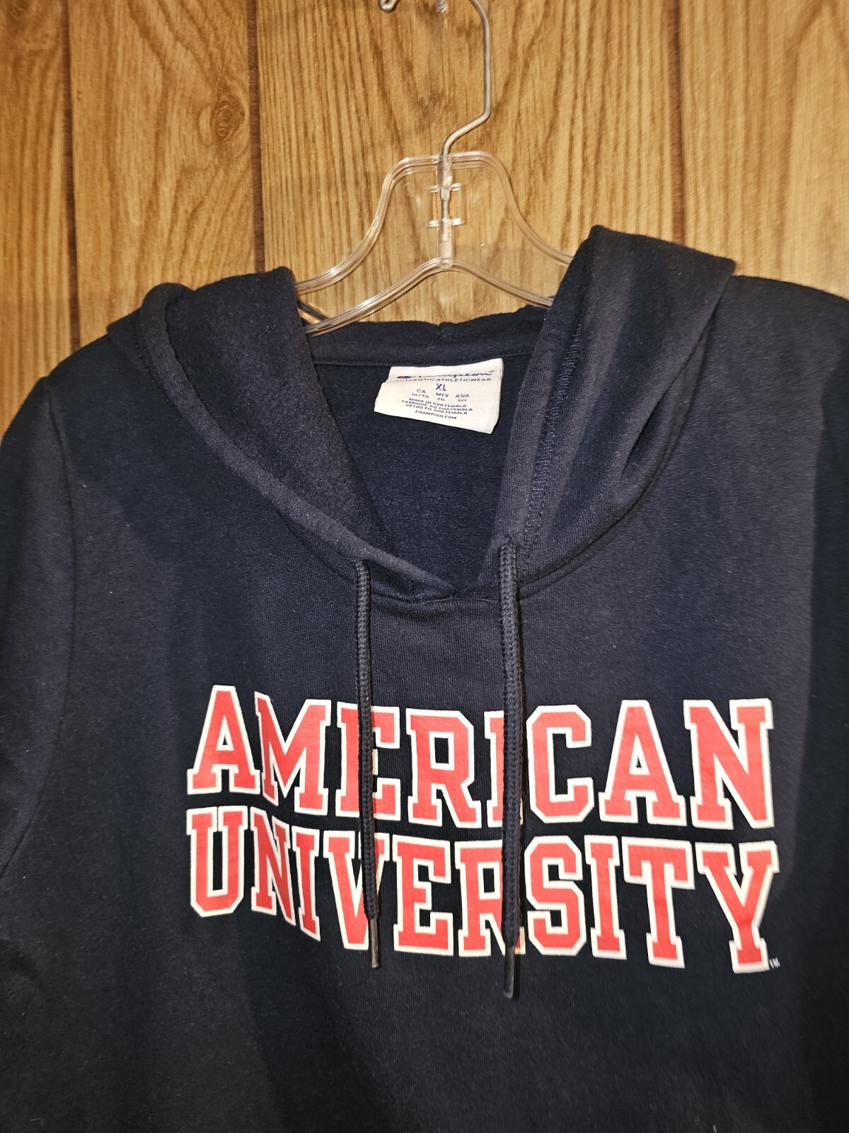 American University Champion Xl Womens Blue Graphic Logo Hoodie NCAA