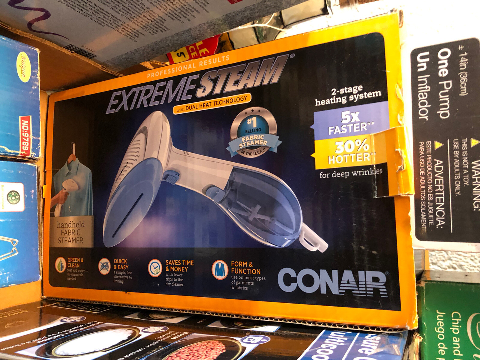 Conair Extreme Steam Hand Held Fabric Steamer with Dual Heat White/Blue