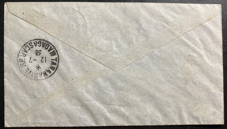 1938 Saint Denis Reunion First Flight Airmail Cover FFC To Madagascar - Image 2 of 2