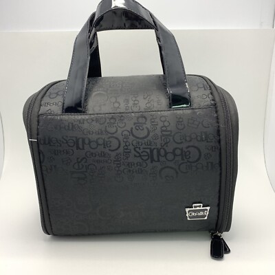 Caboodles Canvas Case Makeup Cosmetic Black Logo Travel Bag Handbag  Portable