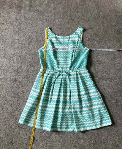 J.Taylor Fit Flare party cocktails Dress size 16 summer sleeveless mint chevron - Picture 5 of 12