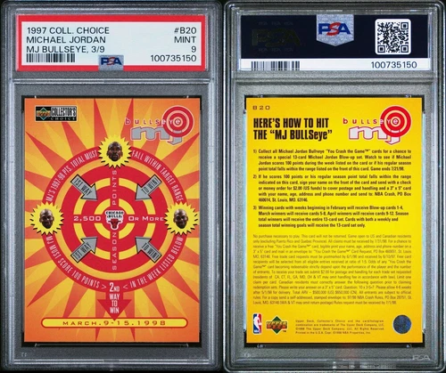 1997 Michael Jordan PSA 9 MINT Collectors Choice Chicago Bulls #B20 Card