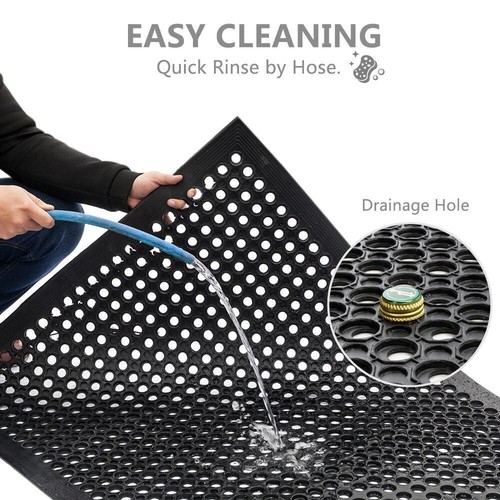 59" x 35" Heavy Duty Floor Mat Anti Fatigue Kitchen Bar Rubber Drainage Black - Imagen 2 de 10