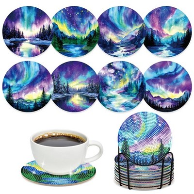 Sitsink Northern Lights Diamond Painting Coasters - 8 Pcs DIY Northern Lights...