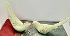 Fenton Pair Labeled Happiness Bird Figurine Vaseline Glass Uranium Glass Signed