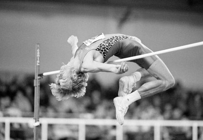 Patrik Sjoberg of Sweden clears the High Jump during the AAA Indoo- Old Photo