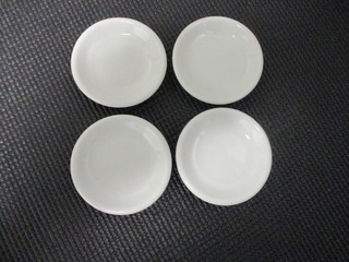 4 Vintage WHITE Ironstone BUTTER PATS Thick Round Shape Butterpats