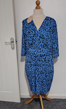 Jolie Moi Wrap Front Shift Midi Dress Size 22 Blue Animal Print New with Tags