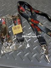 New! RAW Rolling Papers BLACK LANYARD - 18" with hook and clip