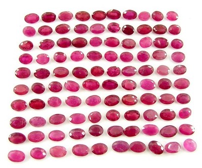 52.90 Ct Natural Ruby Loose 5-6 mm Gemstone Oval Cut 100 Pcs Stone Lot - 2488