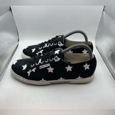 Superga white stars women  s black sneakers size 8
