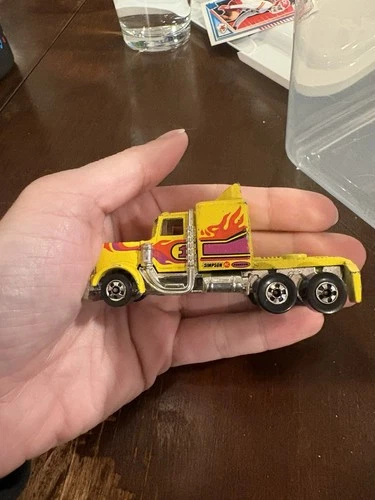Vintage Hot Wheels 1982 Long Shot Semi Truck Cab Yellow W/ Flames