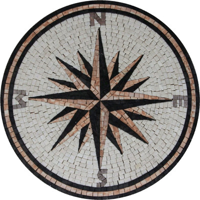 Mosaic Marble Colorful Compass Art Medallion Home Pool Design Floor