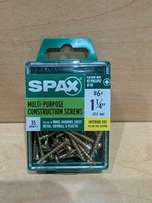 SPAX Multi-Purpose Construction Screws #6 1 1/4in Steel Yellow Zinc Flat Philli 