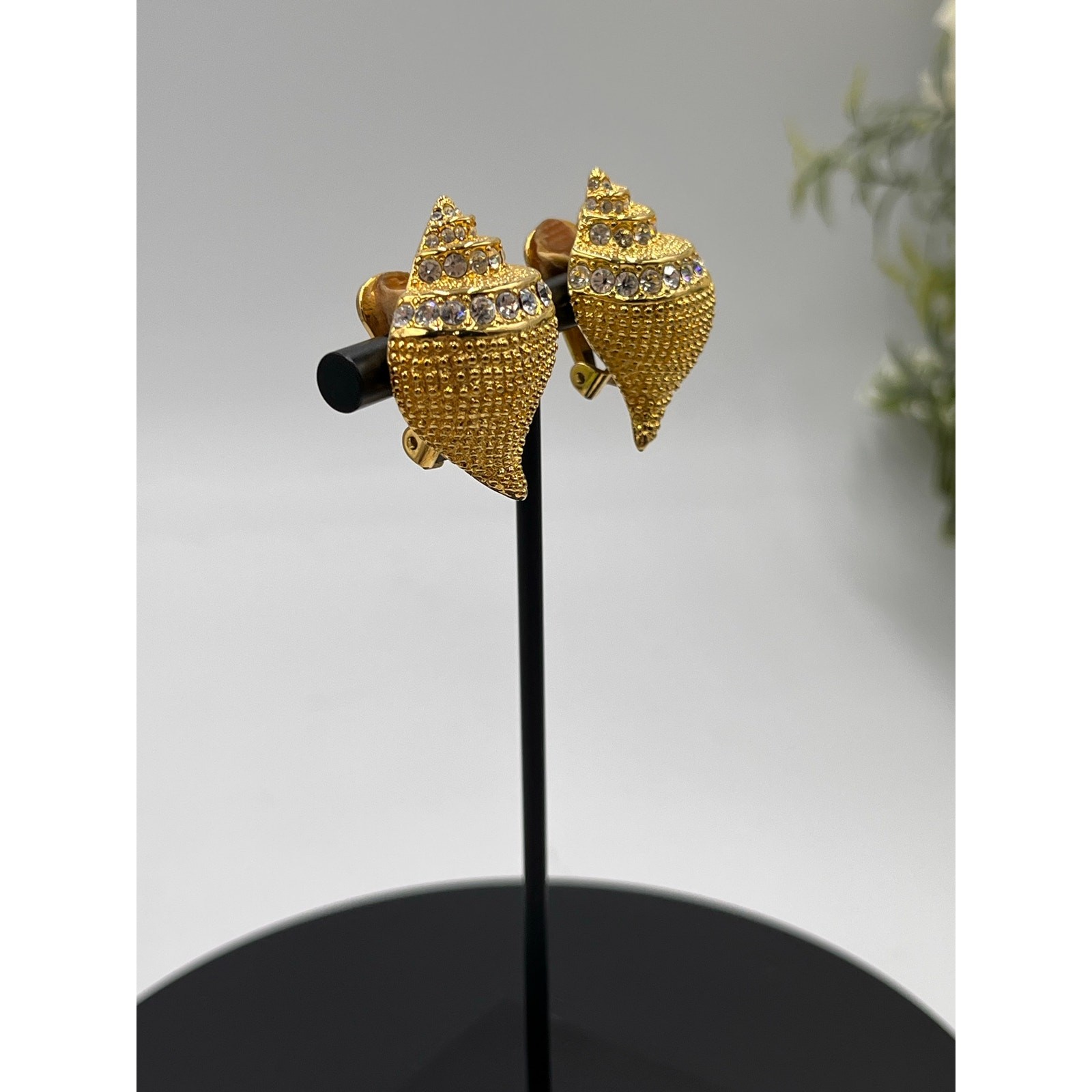 Kenneth Jay Lane KJL Vintage Gold Crystal Seashel… - image 4