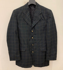 Vintage woollen wool Windowpane gold button classic jacket blazer 38L 38R