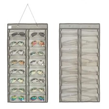 Hanging Sunglasses Organizer Double-Sided Sunglasses Storage with 32 Slots