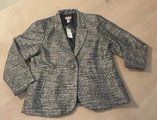 Chico s City Sparkle Boucle Blazer Jacket Size 3 Black Metallic Shimmer XL Sz 16
