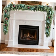 6 Ft Christmas Garland for Mantle, Real Touch Cedar Pine Needle+Eucalyptus