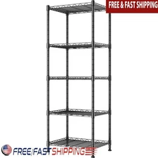 Adjustable 5 Tier Shelving Unit Sturdy Wire Storage Rack No Tools Assembly New